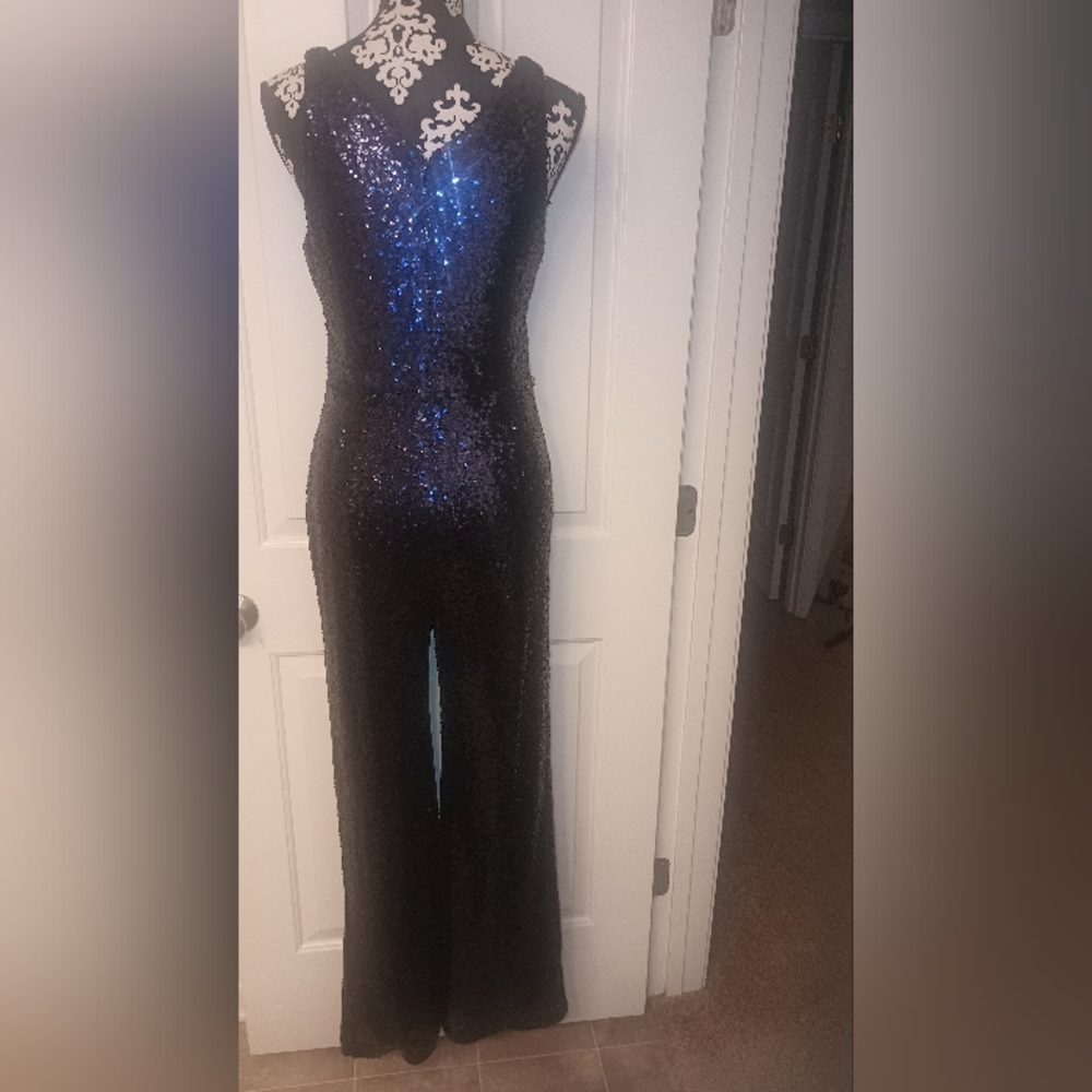 Navy Sequin Jumpsuit